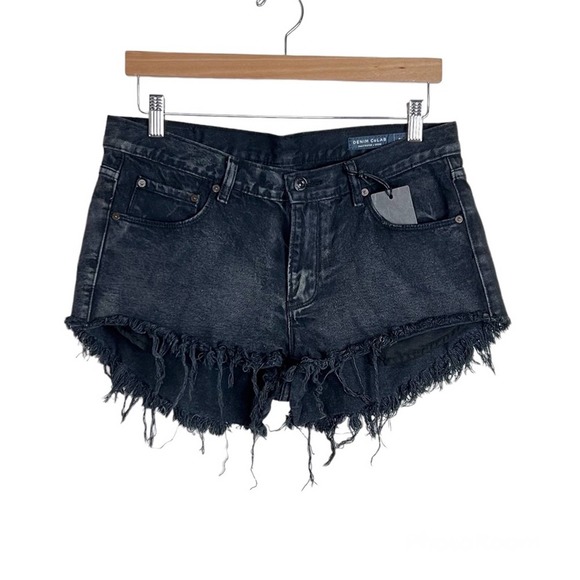 New Denim CoLab Cutoff Palm Jean Shorts 29 Black - Picture 1 of 9